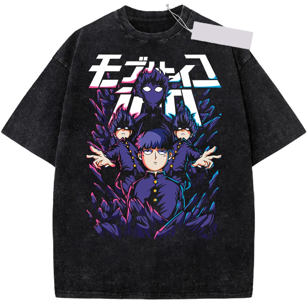 Аниме Mob Psycho 100 Футболка Манга Печатная Футболка Для Мужчин Женщин Стиранный Хлопок Футболка Одежда Летние Футболки с Коротким Рукавом Топы