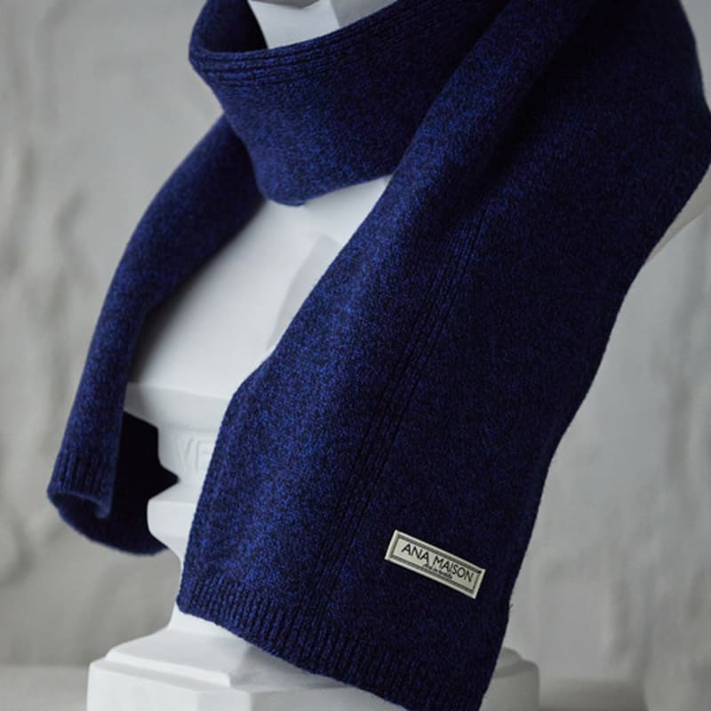 ANA MAISON Navy Premium Cashmere daily muffler [KMM-RblueNavy]