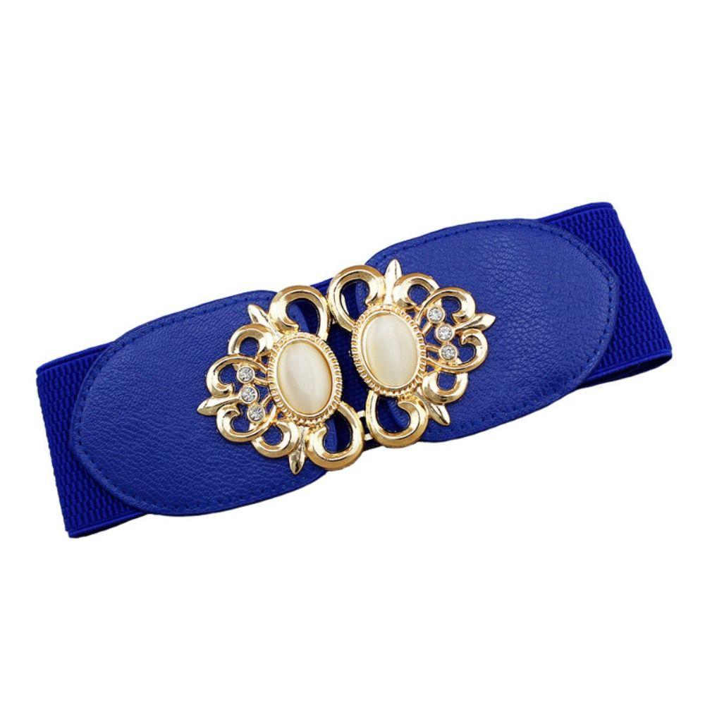 Casual Retro Buckle Waistband Wild Skirt Bands Wide Elastic Waist Belt Ladies Dress Cummerbund