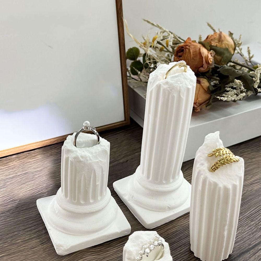 Exquisite Roman Column Ring Stand White Gypsum Ring Display Rack  High Quality