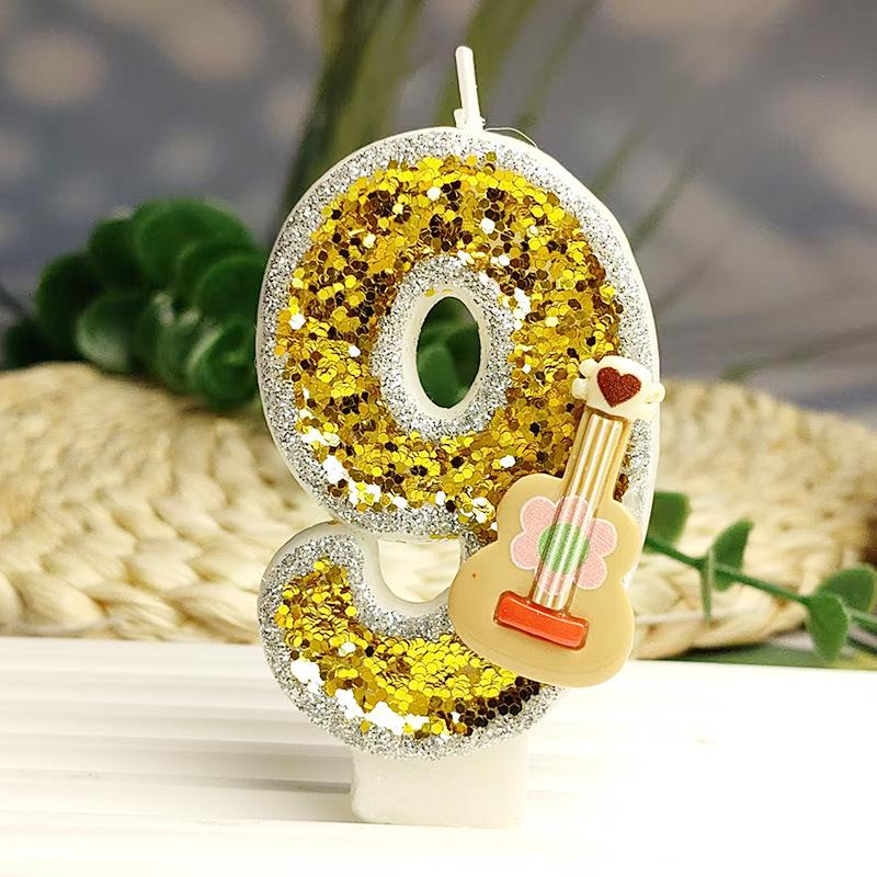 Creative Styling Design Cool Guitar Digital Candle Color Bright Birthday Cake Candle Decoration