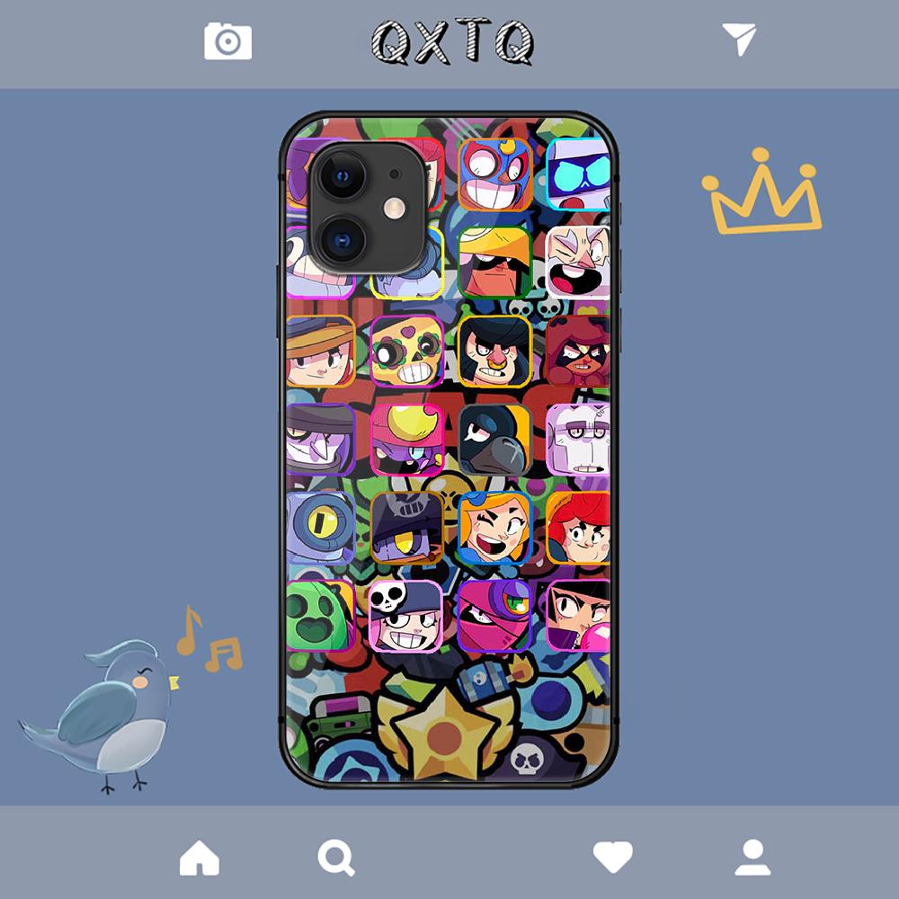 Мультяшный игровой чехол Brawl Stars для iPhone Samsung Galaxy Redmi Note S 17 16 15 14 13 20 24 25 54 Pro Max Ultra Fe Чехол из закаленного стекла