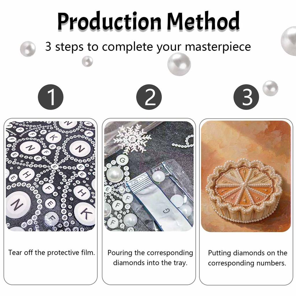 Pearl and Gemstone Orange Cake Diamond Painting Art Kit DIY Beading Craft Kit Home Wall Decoration