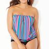 2Pcs/Set Women Swimsuit Set Bandeau Sleeveless Striped Print Swimming Tops High Waist Swimming