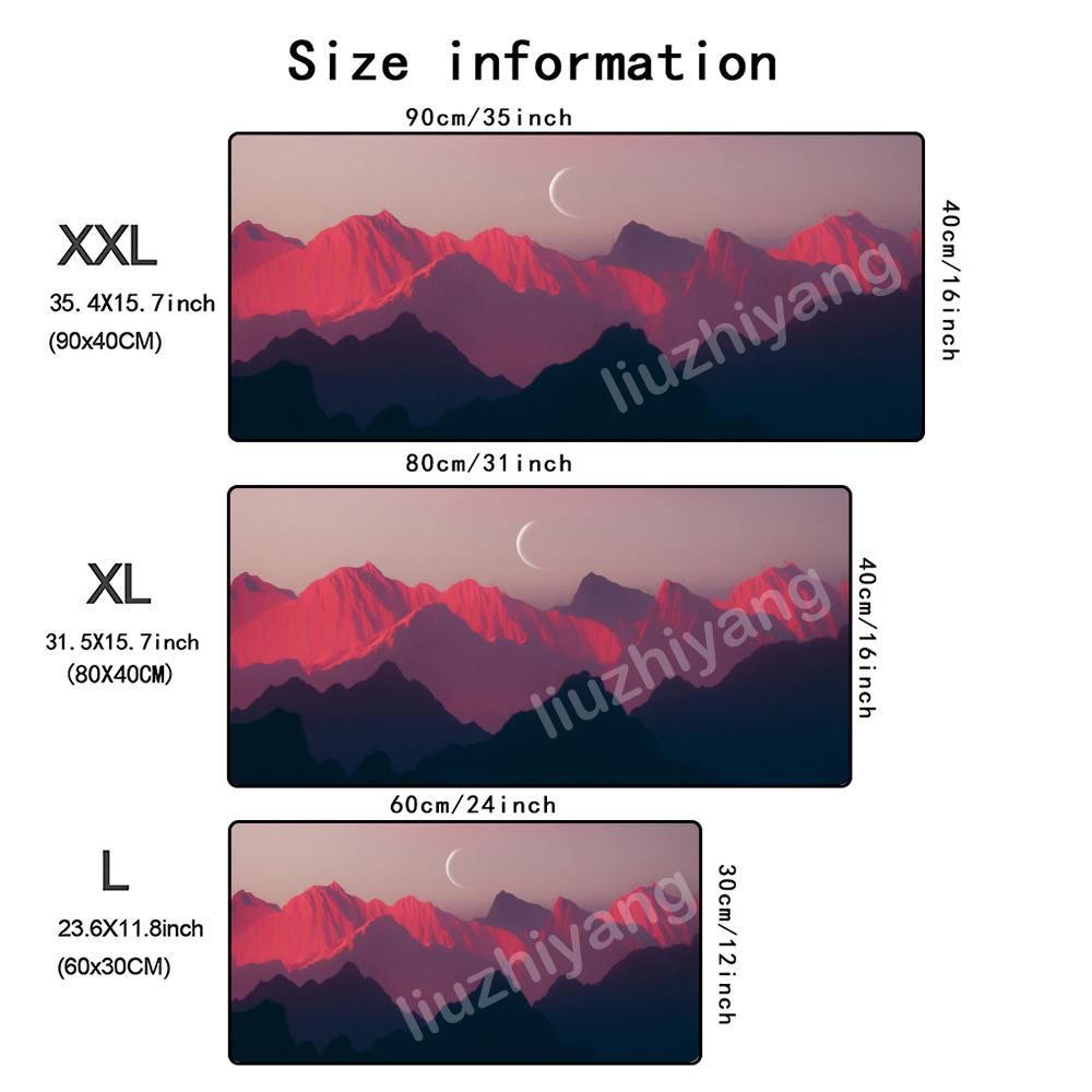 Mountain Gray Mouse Pad Large Computer Office Game Table Mat Xxl Rubber Antislip Stitched Edge Keyboard Mats Washable Desk Pads