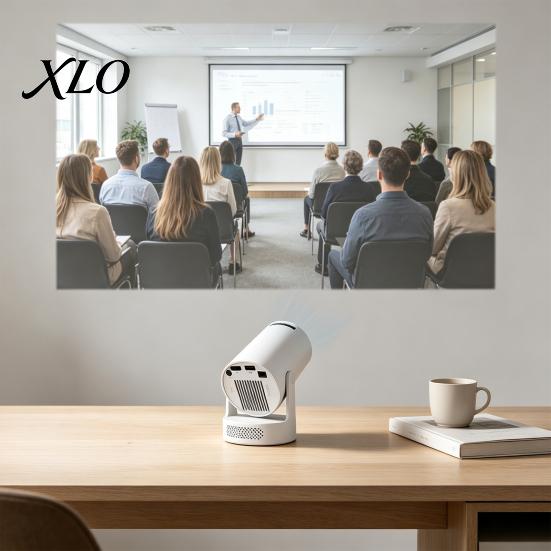 Outdoor Movie Projector Mini with Base Speaker, 4K Support Portable LED Projector, 200 ANSI, Compact Bluetooth-compatible 5.4 & WiFi 6, 210