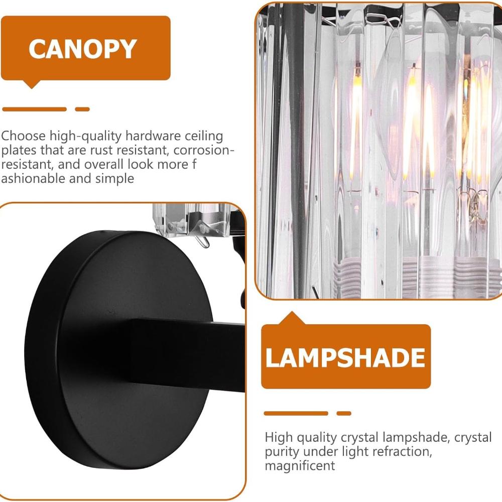 Современные настенные светильники, набор из 2 штук, E27 Черные серебристые хрустальные настенные бра, настенные осветительные приборы для спален, гостиной, коридора, прихожей, лестницы