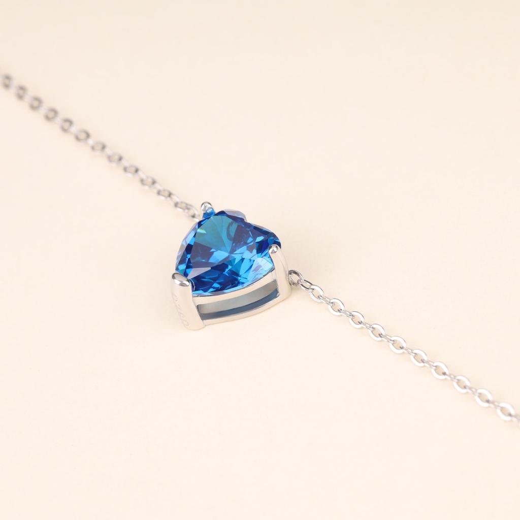 Сентябрьский камень Стерлинговое серебро 925 Ожерелье-сердце с бриллиантом CZ для женщин [GAVU]