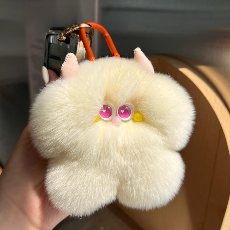 Милый брелок-подвеска для ключей от машины из меха кролика рекс, теленка, плюшевая кукла, подвеска для сумки, подарок