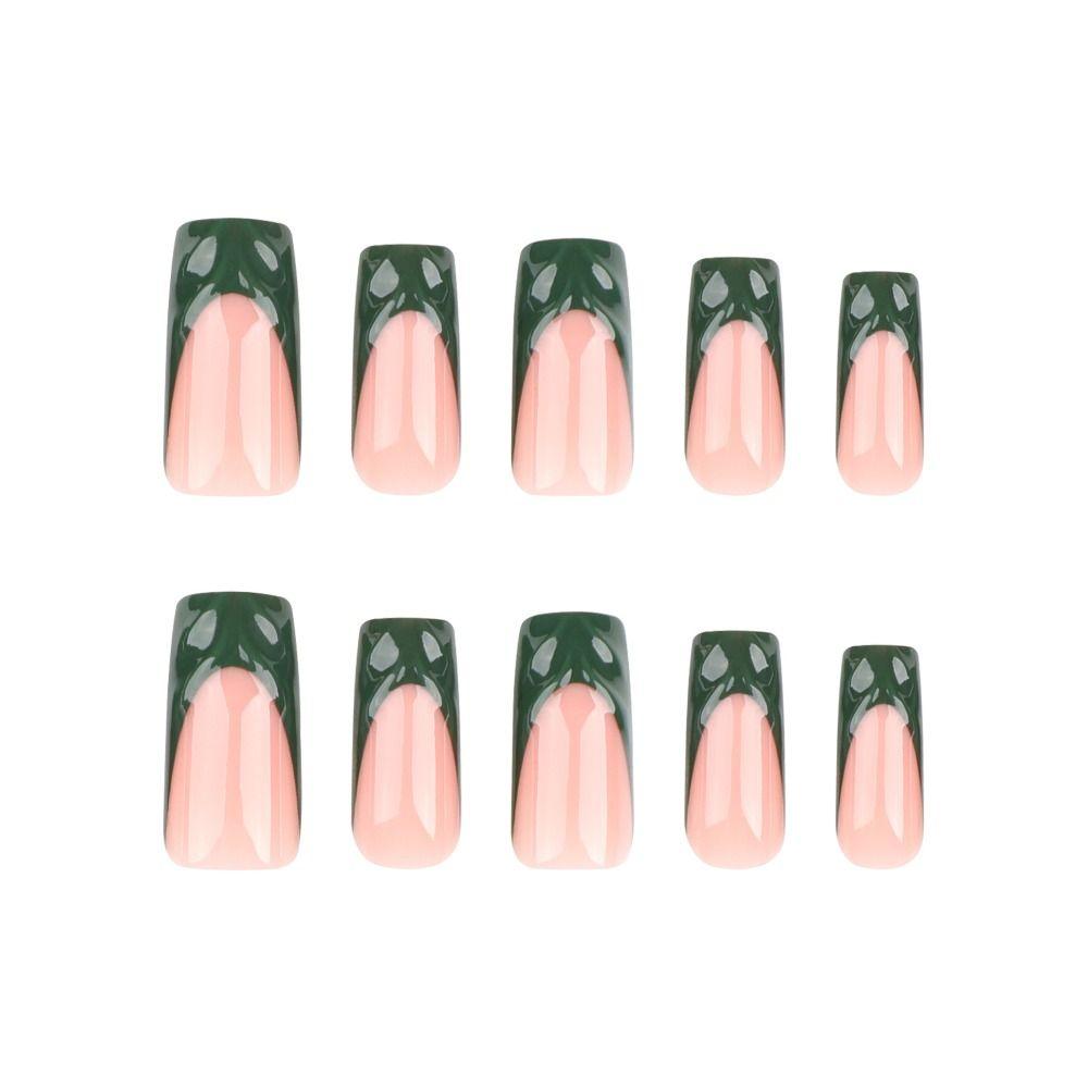 24pcs French False Nails Long Almond and Ballerina Nail Tips Manicure Press on Nails Women