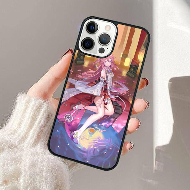 Чехол для телефона Genshin Impact Яэ Мико Для iPhone 17 Air 13 12 14 15 16 Чехол Для Apple Pro Max Plus Coque