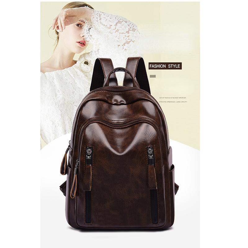Women's Soft Leather Anti-theft Retro Casual Lightweight Backpack Handbag Travel Daily and Shopping Bag