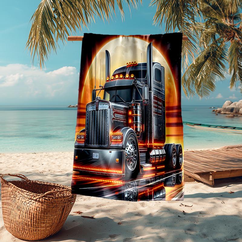truck Fashion Beach Towel: Ideal for Summer Adventures Soft, absorbent and quick drying suitable for swimming and bathing