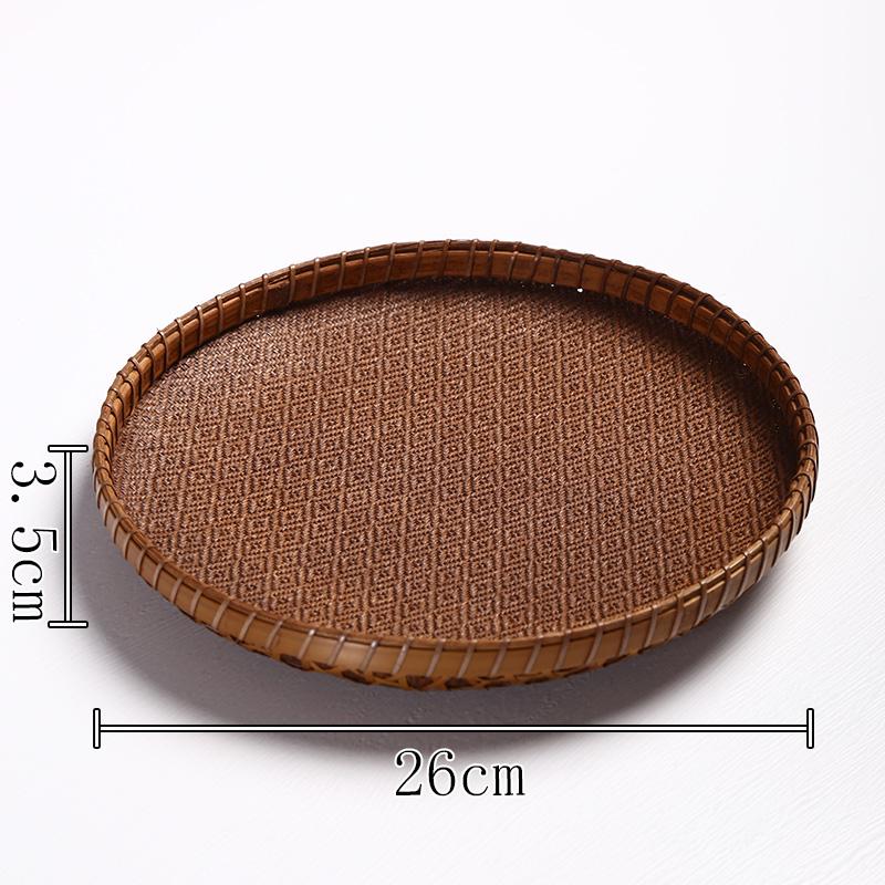 Lacquered Bamboo Woven Basket: Round Retro Fruit, Snack, and Tea Tray