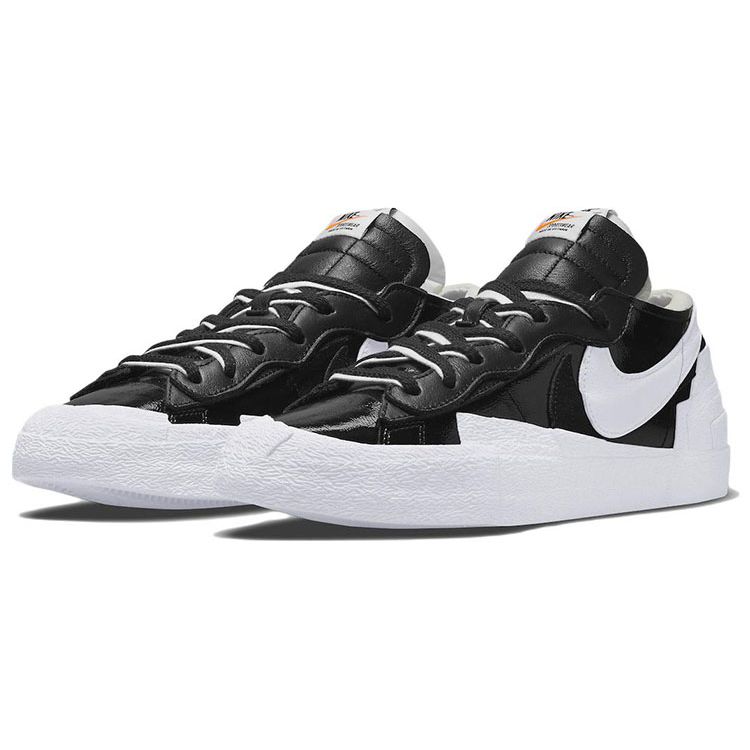 Nike Черные лакированные кроссовки унисекс Sacai x Blazer Low White DM6443-001
