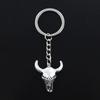 Fashion 3cm Key Ring Metal Key Chain Keychain Jewelry Antique Bronze Silver Color Plated Bull Skull 32x28mm Pendant