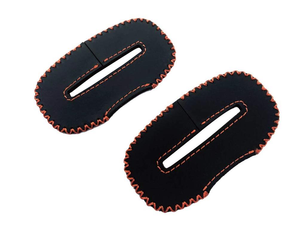 Toyota 80 Серия Harrier Накладка на ремень безопасности из натуральной кожи (Оранжевая строчка) Кожаные детали обложки