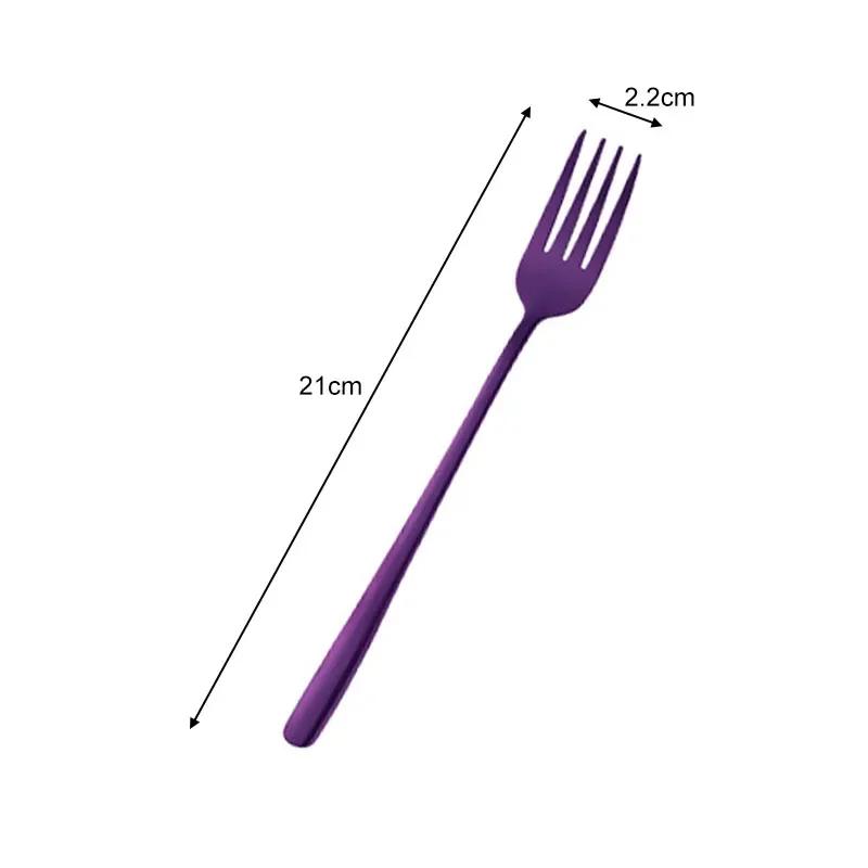 8 Colors Stainless Steel Long Handle Dinner Fork Korean Rainbow Fork Hotel Restaurant Party Supplies Dinnerware Steak Gold Fork