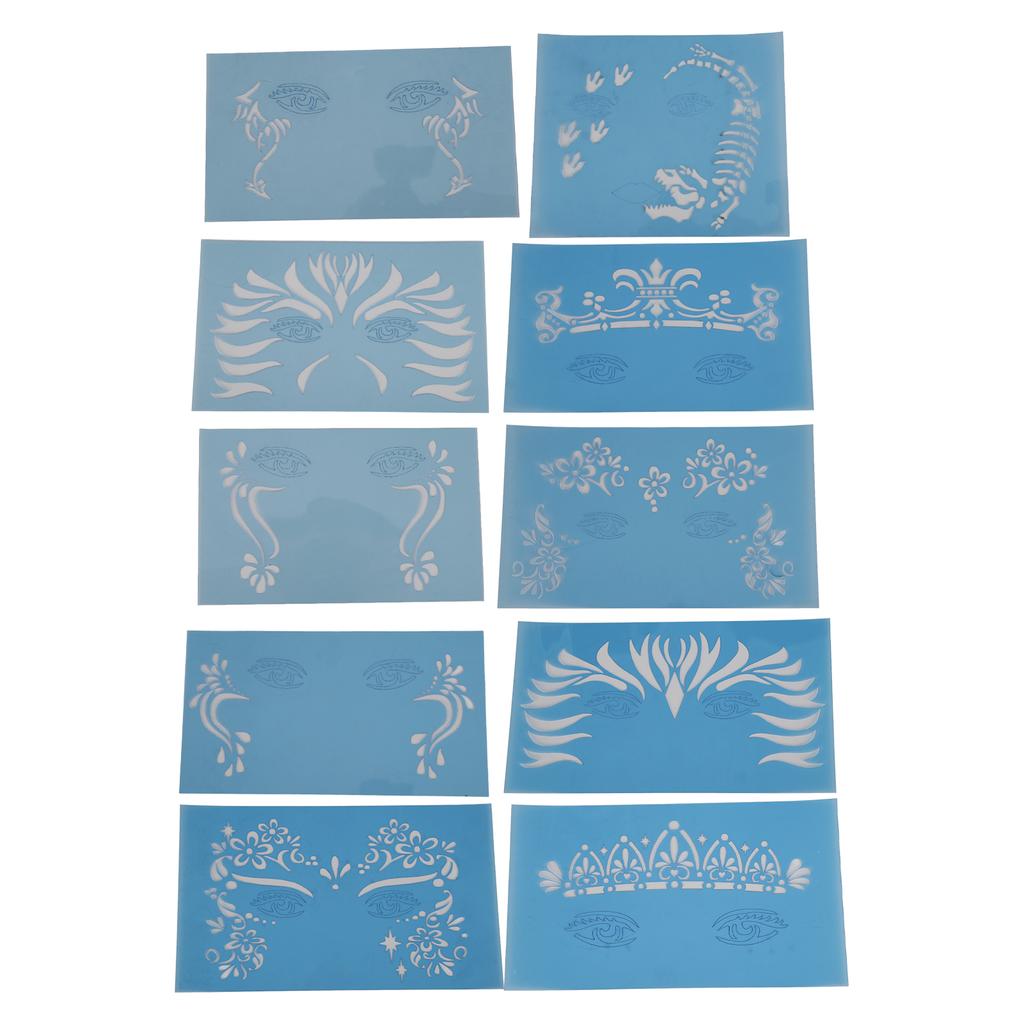 10 листов трафарета для нанесения краски на лицо PET праздничный шаблон для макияжа на Хэллоуин для сценического выступления