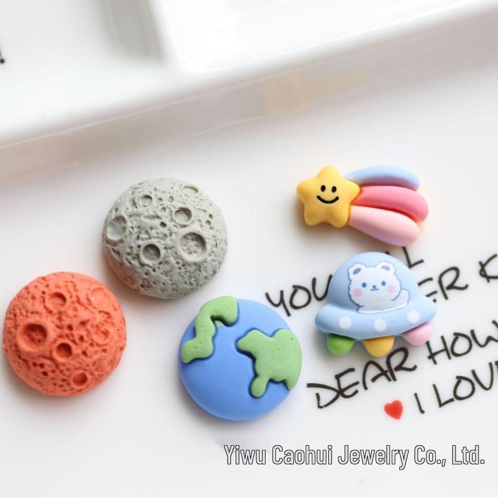 Космический Астронавт DIY Украшение из смолы: Ракета, Земля, Спутник, Стакан для воды, Набор мультяшных наклеек