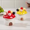 Creative Ceramic Mushroom Fruit Fork Set Exquisite Desktop Storage Jar Home Fruit Fork Storage Box Home Decoration Birthday Gift