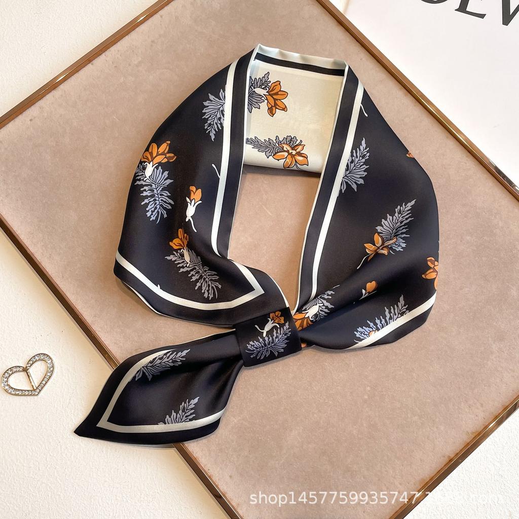 Silk Scarf Small Long Square Scarf Women'S High-End Neck Protection Scarf Professional Matching Shirt Scarf