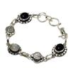 Rainbow Moonstone Black Onyx Gemstone 925 Silver Plated Bracelet 6-8"