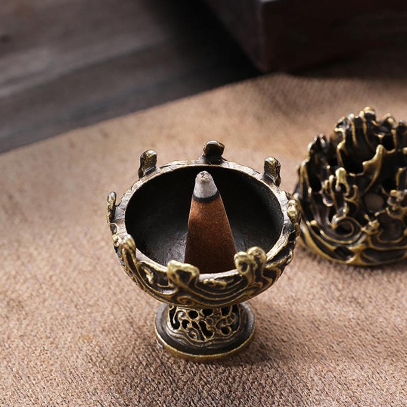 Retro Alloy Censer Burner Mini Ornaments Chinese Ancient Censer Tea Desk Decor