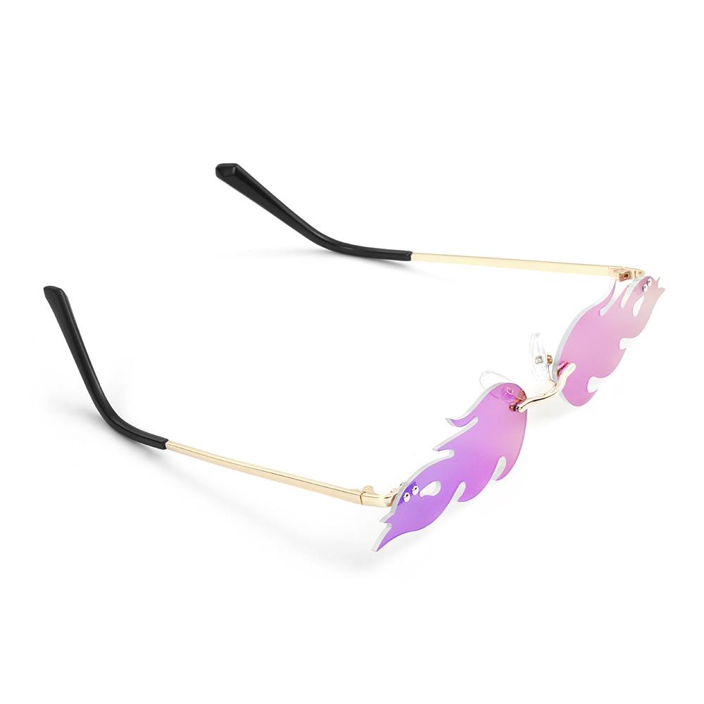 UV 400 Trending Narrow Sunglasses Rimless Fashion Sunglasses Fire Flame Wave Sun Glasses