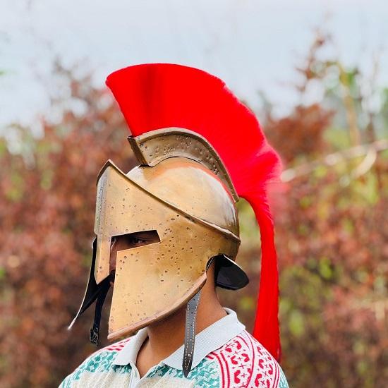 Шлем спартанца с красным плюмажем Шлем греческого воина Средневековый шлем для , Косплея Коллекционные предметы Подарок для него.