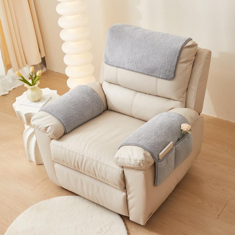 Лампа плюшевый коврик для дивана-реклайнера, однотонный мягкий чехол для кресла, нескользящая сумка для хранения, одиночная боковая подушка для дивана для гостиной
