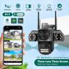 Icsee 9MP Wireless Three-Lens Camera with Triple Screen for Outdoor Monitoring
