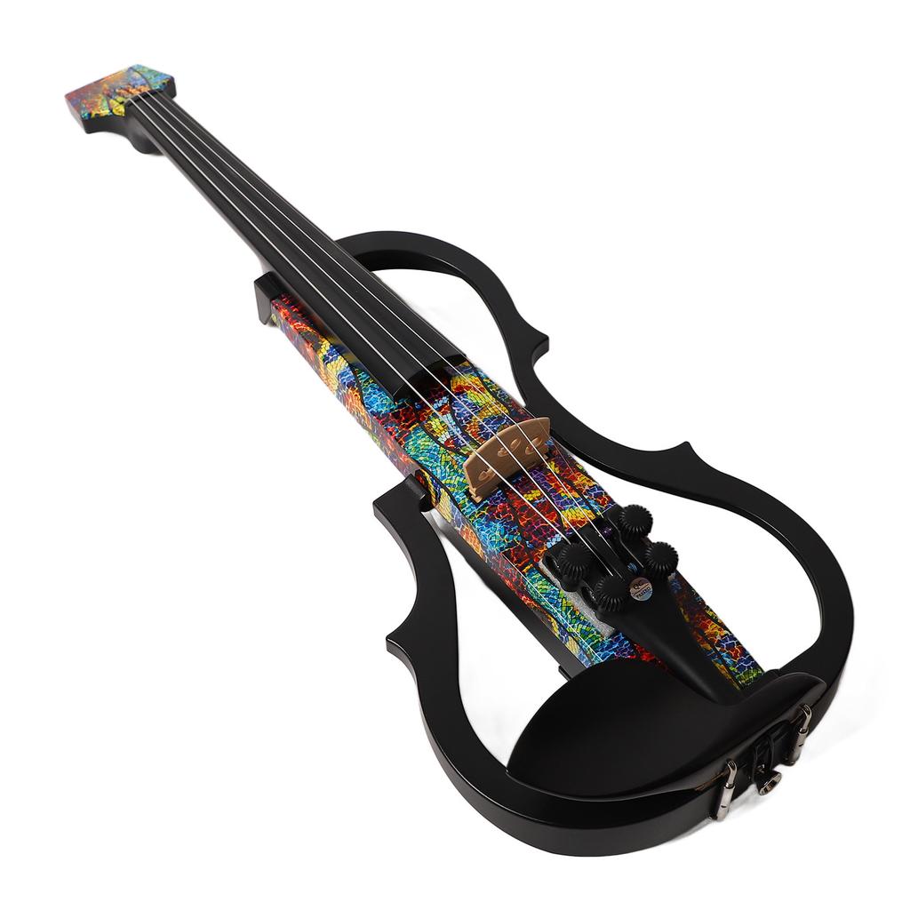 Безголосая Электрическая Скрипка Корпус из Углеволокна ABS Края Бесшумная Электрическая Скрипка для Практики Выступлений Разноцветная