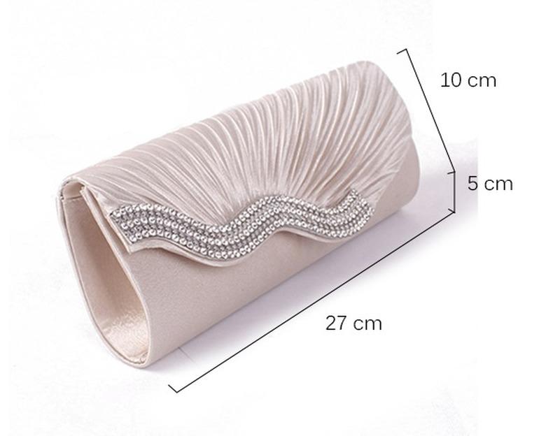 Rhinestone Hand Satin Wedding Purse Bridal Party Chain Dinner Clutch Vintage Bolsos Evening Handbag