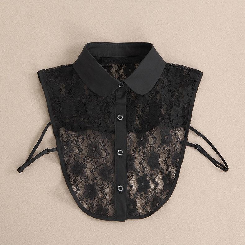 1PCS Fashion Front Tie White Fake Collar for Women Stand Detachable Collar Fake Girls Vintage Lace Ladies False Blouse Collar