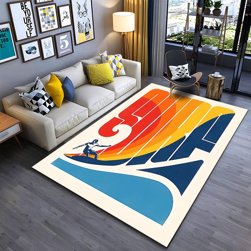 Surf Style Retro Wave Carpet suitable as a non-slip mat for the living room or bedroom sofa