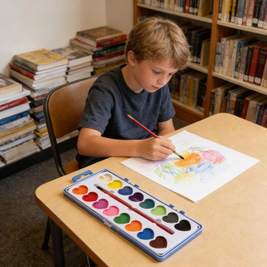 Valentine's Day Watercolor Paint Colors Heart-Shaped Paintbrush Washable Watercolor Paints with Set 16 Paints for Parties