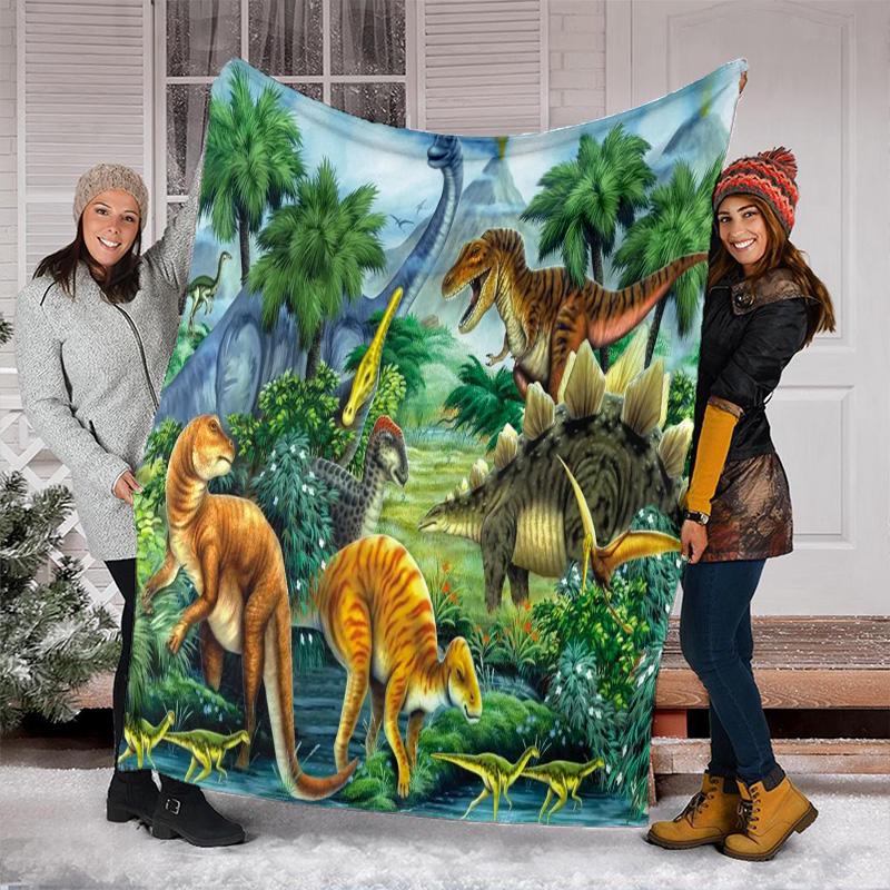 Dinosaur Adventure Blanket Perfect All Seasons Soft Comfortable Sofa Office Nap Travel Birthday Gift Christmas Present