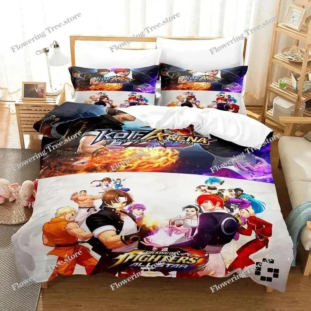 Аниме King Of Fighters Комплект постельного белья Пододеяльник Комплект для кровати Пододеяльник Наволочка Одеяло Размер King Queen Постельное белье для мальчиков и взрослых029