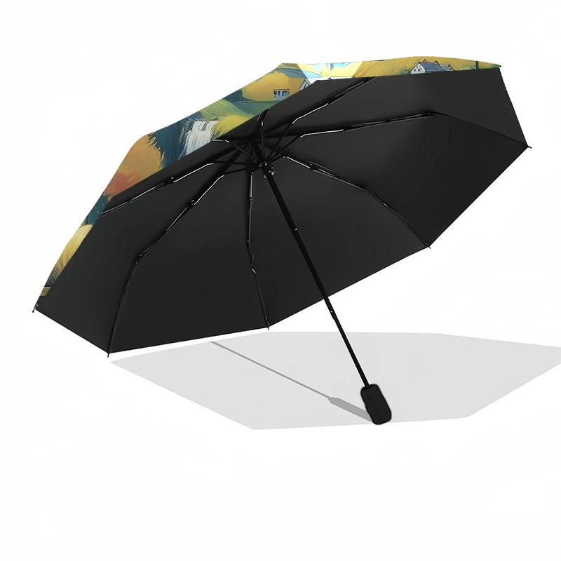 1pc Farm Scene Automatic Folding Umbrella, Heavy-Duty 8-Rib Construction, Perfect for Everyday yy251114117