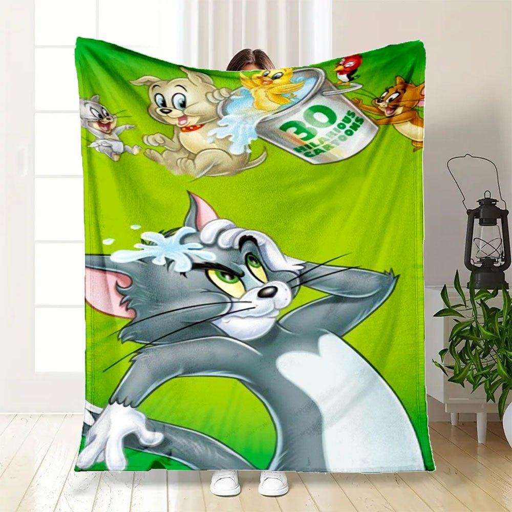Tom Jerry Cartoon Phone Wallpaper HDBlanket Flannel Throw Blanket for Sofa, Bed, Travel, Camping, Office