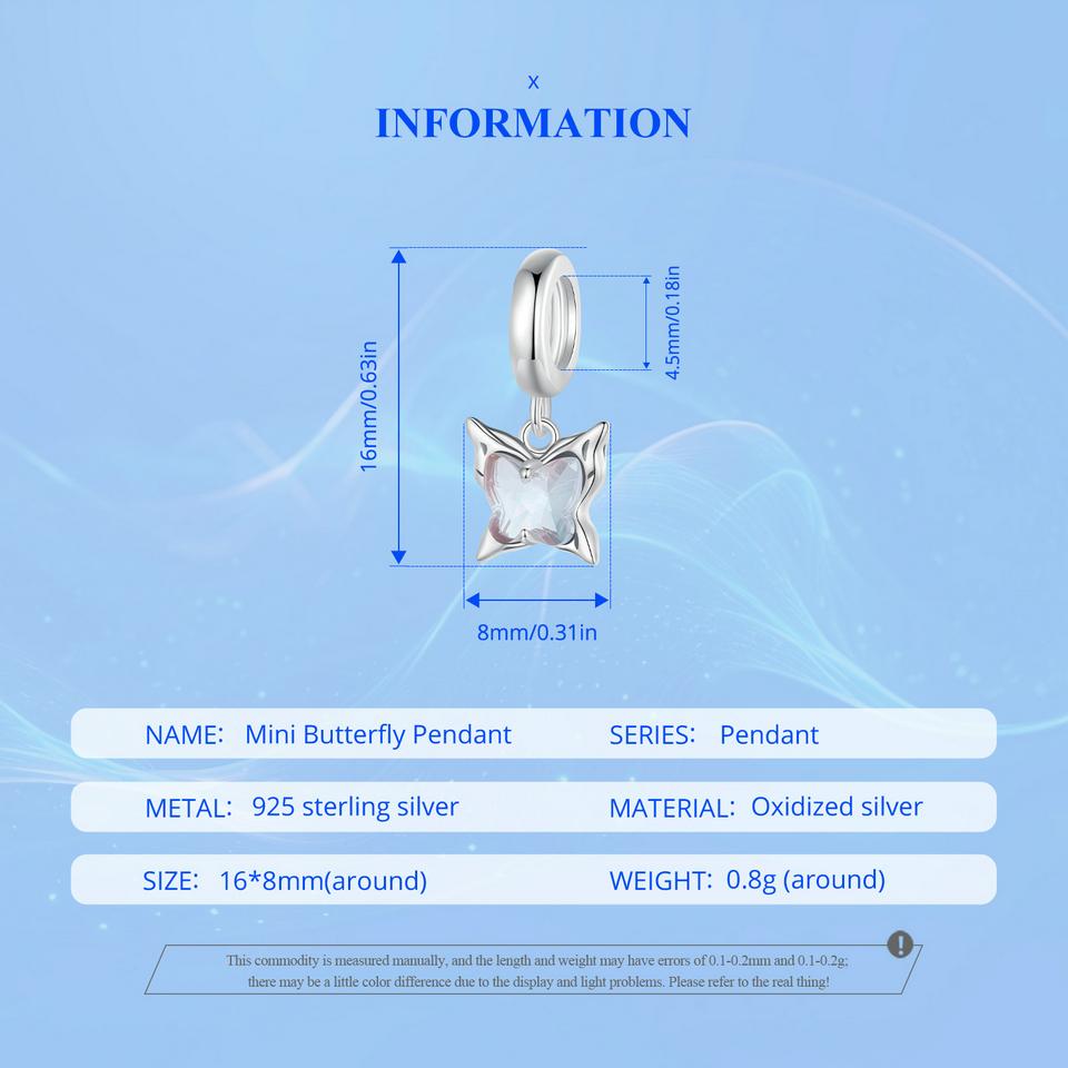 BAMOER Подвески-бабочки для браслетов, серебро 925 пробы, мини-подвески-подвески для браслетов и ожерелий, ювелирные подарки