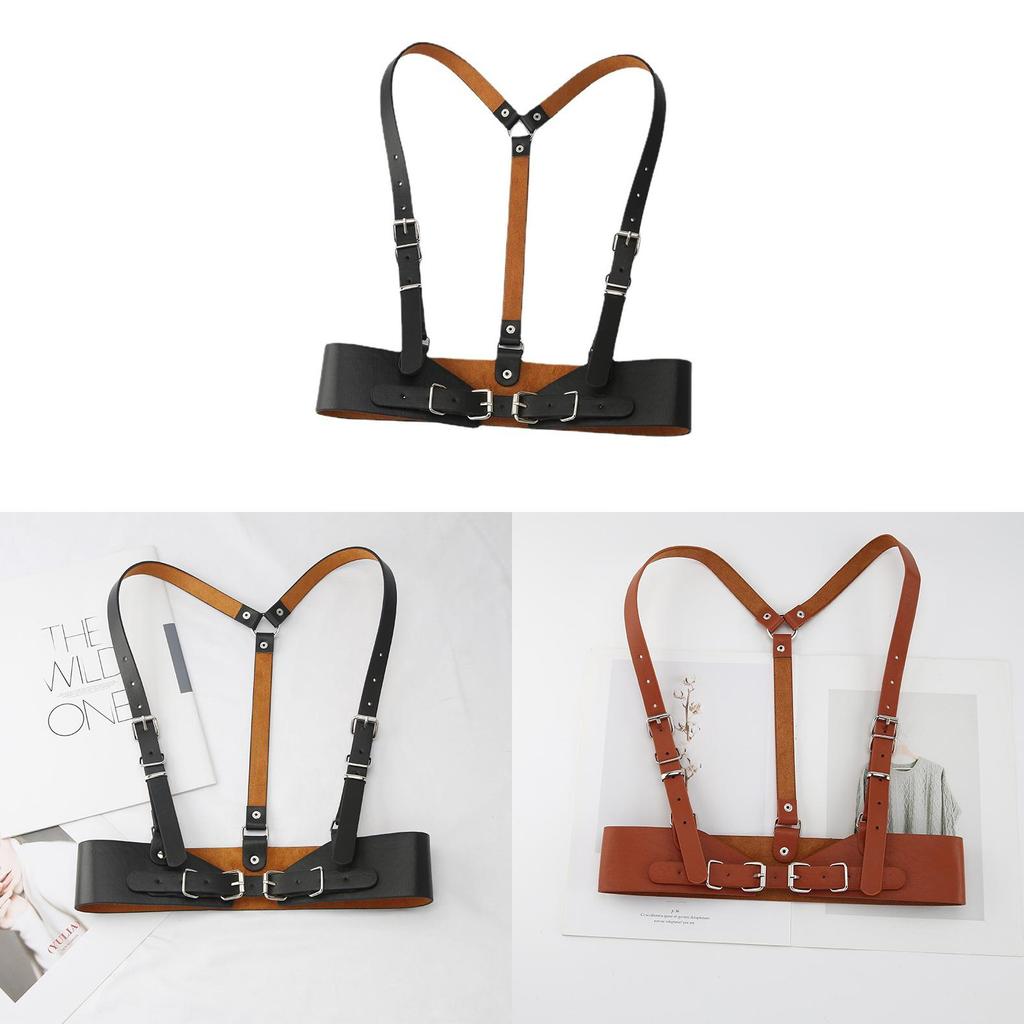 Functional Punk Leather Waist Belt With Buckle Closure Suitable For Dresses And Jk Shirts