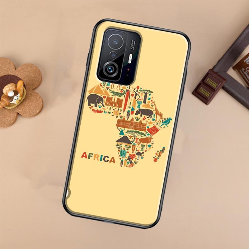 Africa Map Geography Painted For POCO X5 X4 X3 F5 Pro M4 M5s F3 F4 GT C40 Phone Case For Xiaomi 12T 11T 13 Pro 12 Lite
