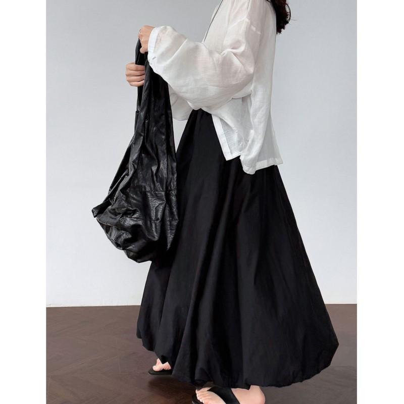 Johnature Korean Bud Women Skirt Simple Summer High-waisted Casual Elastic Versatile Loose Skirts