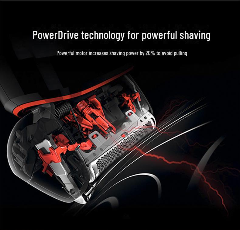 Мужская аккумуляторная электробритва с тремя лезвиями и выдвижным триммером, полностью моющаяся.
