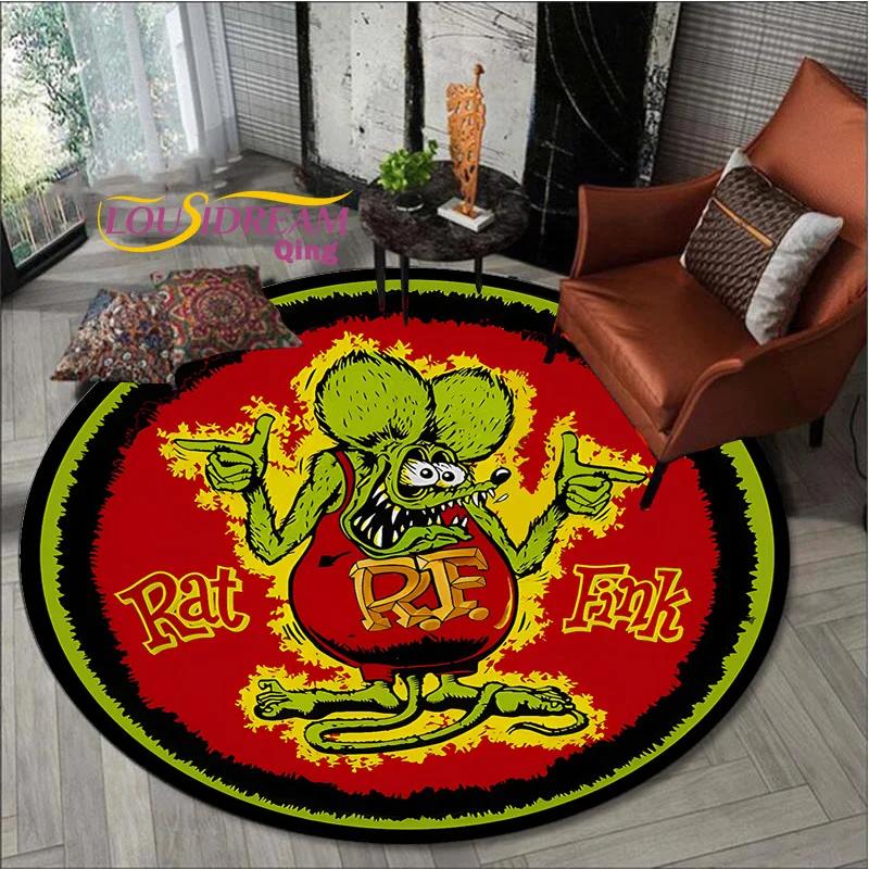 Коврик Rat Fink Ретро Круглый Декор Гостиной Манкейв Напольные Коврики для Кровати Коврик под Стул Подарки