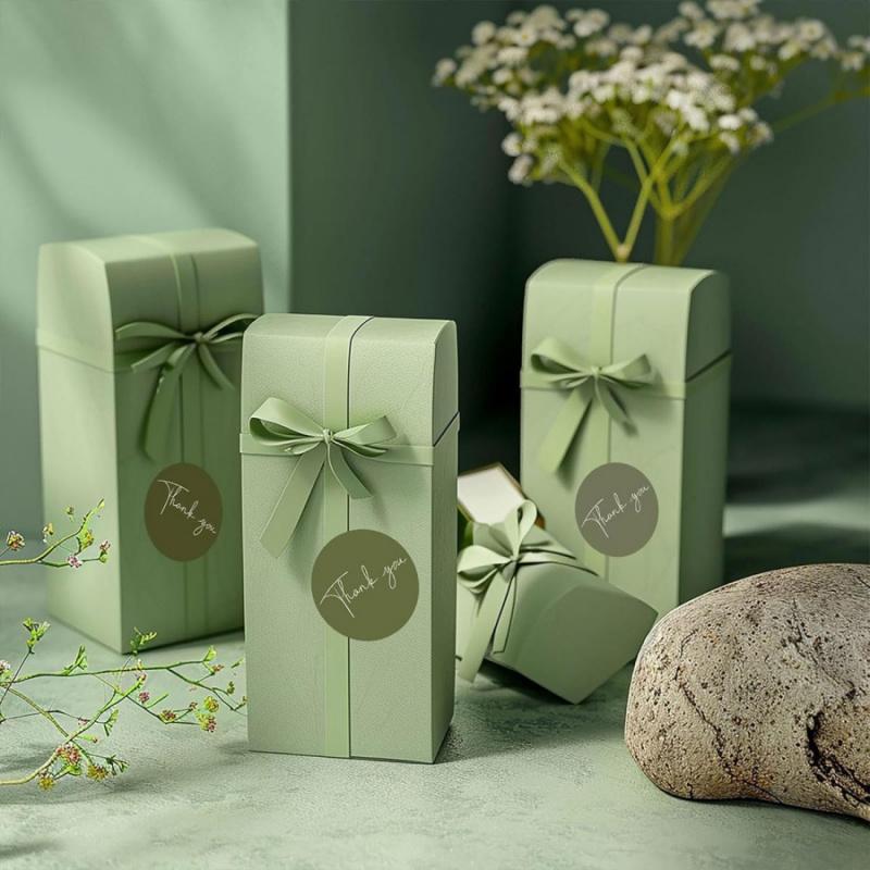 500pcs/rollSpring Green Thank You Stickers Round Heart Baking Gift Packaging Bag Envelope Sealing Stickers Notebook Phone Suitca