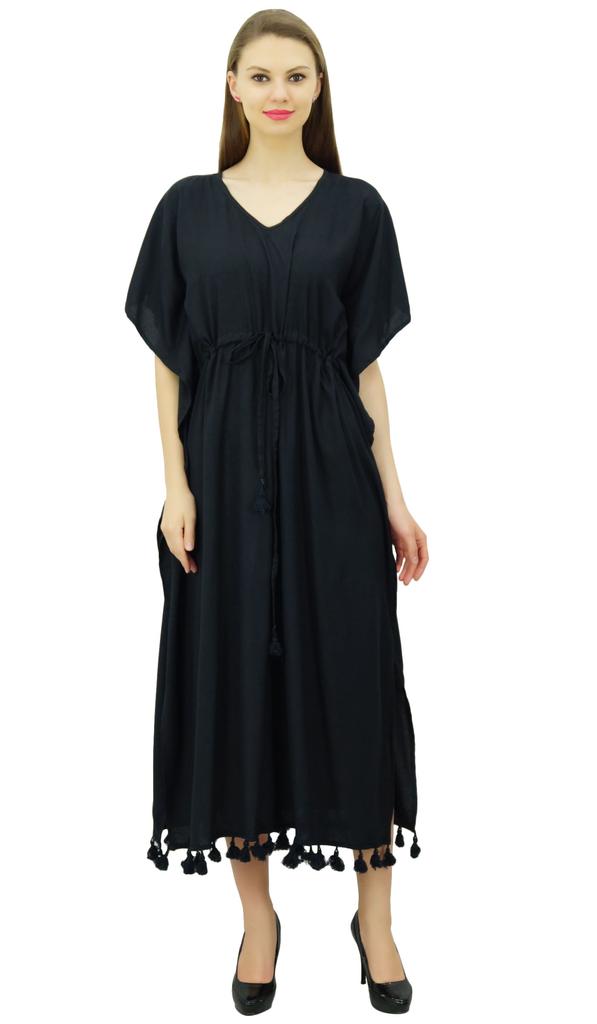 Bimba Женский длинный макси кимоно кафтан вискозный ночной халат с кисточками и завязками