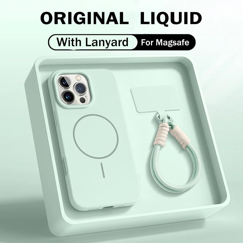 Liquid Silicone Lanyard Phone Case For For Iphone 17 17E 16 1 14 13 Pro Max For  Magnetic Strap Protector Back Cover